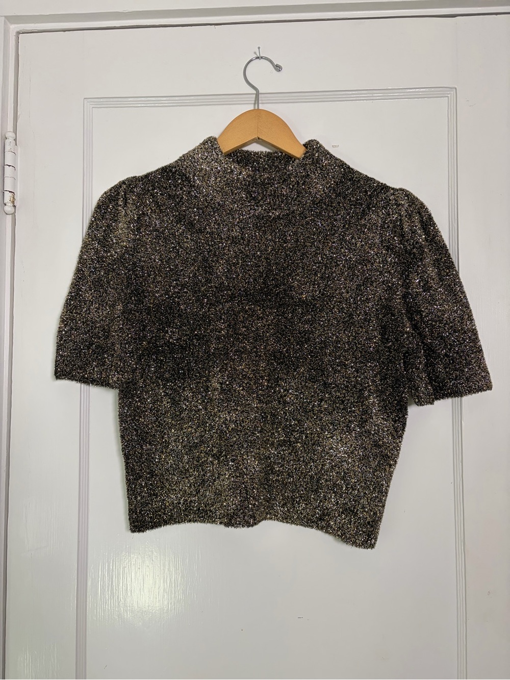 Kate Spade Dashing Beauty Metallic Sweater Black Gold M
